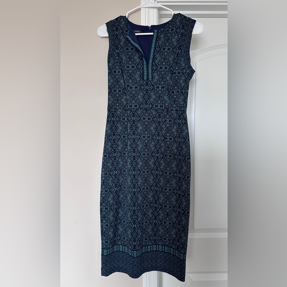 Blue Patterned Bodycon Sleeveless Dress